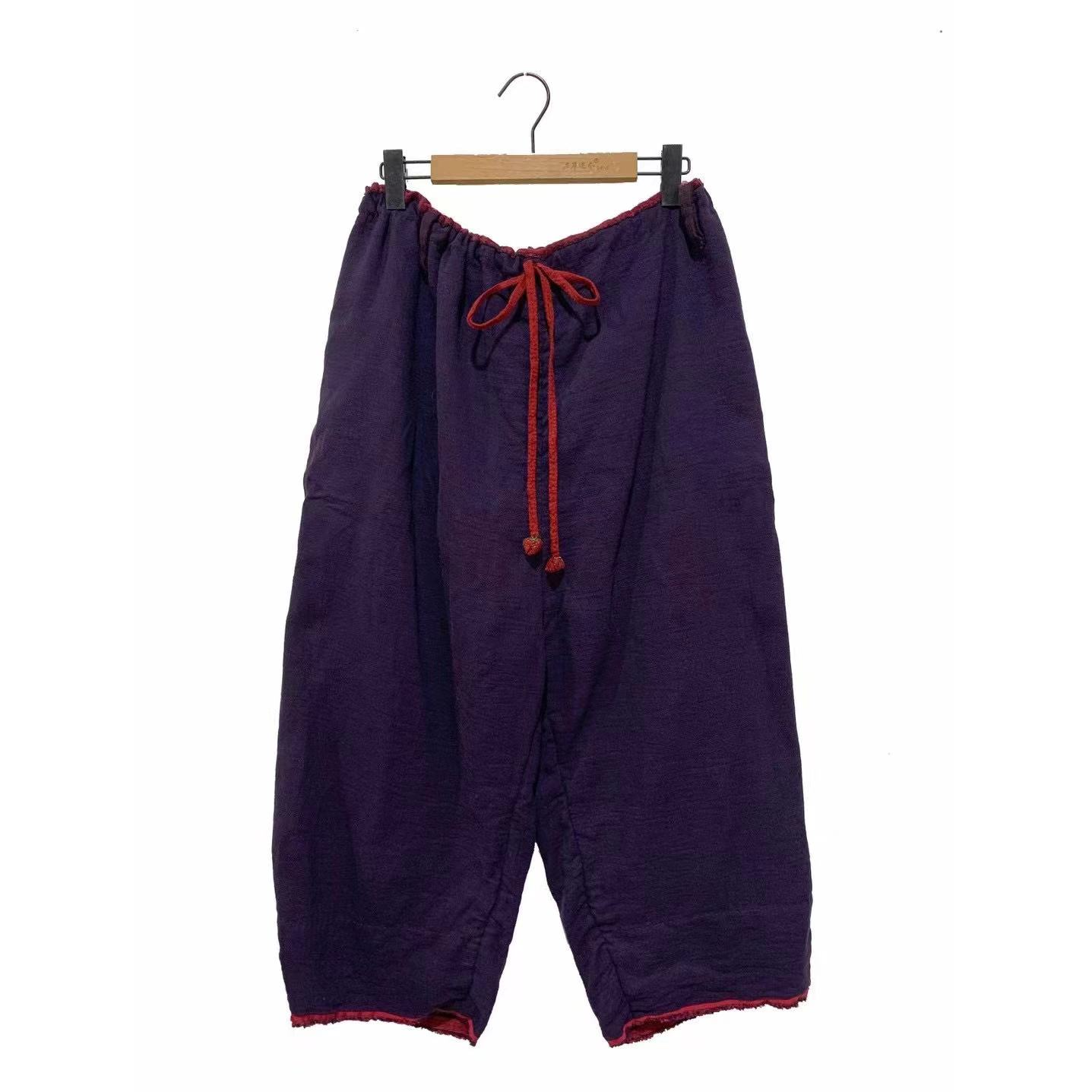 涟香家左岸迷香长裤3008紫红阔腿裤九分复古宽松百搭休闲秋冬