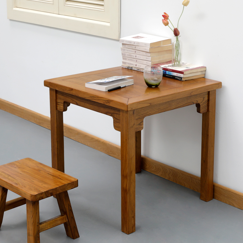 榆木方桌实木棋牌休闲茶桌小户型新中式榫卯八仙餐桌儿童写字书桌