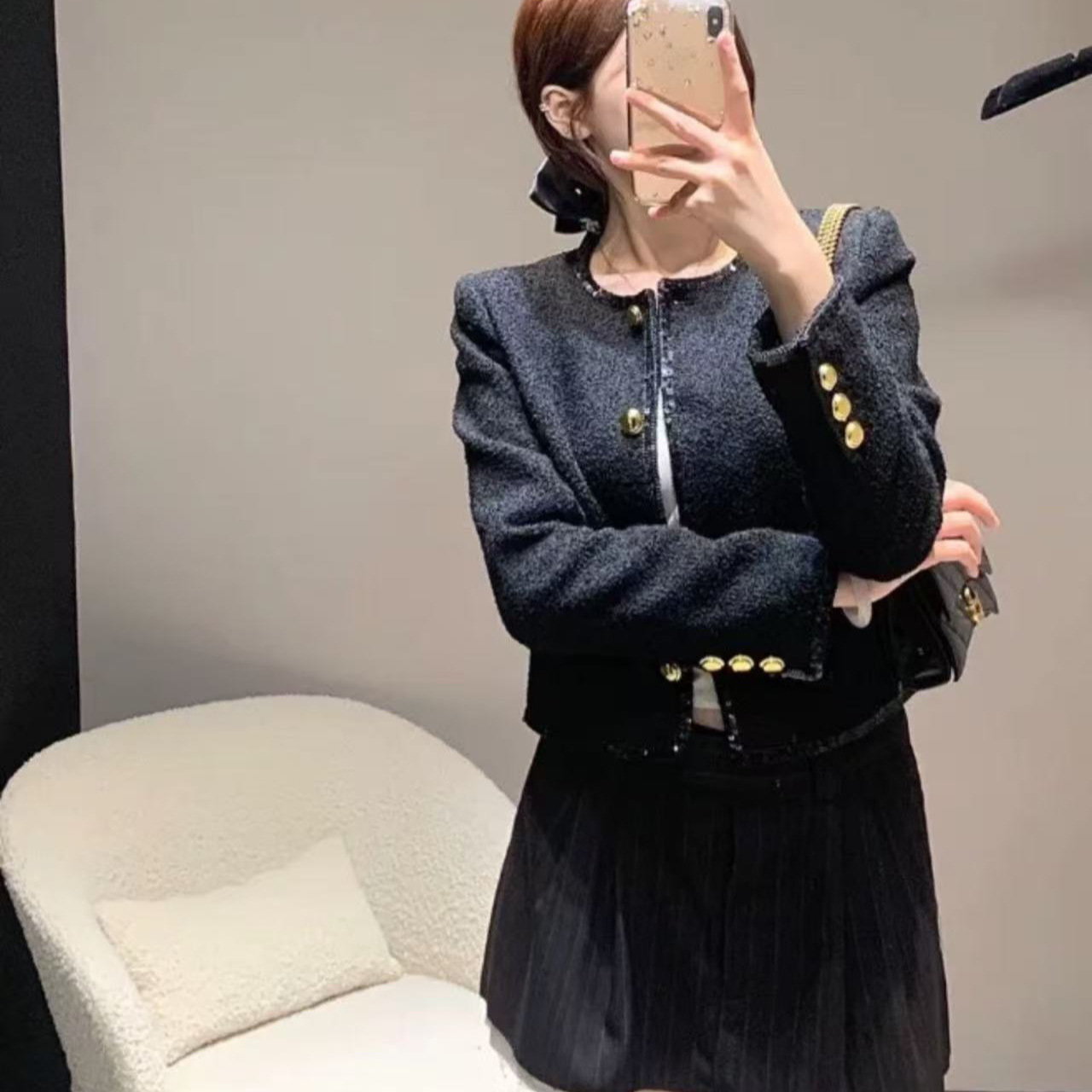 全新未使用 MIU MIU/缪缪 /圆领长袖休闲夹克/38码