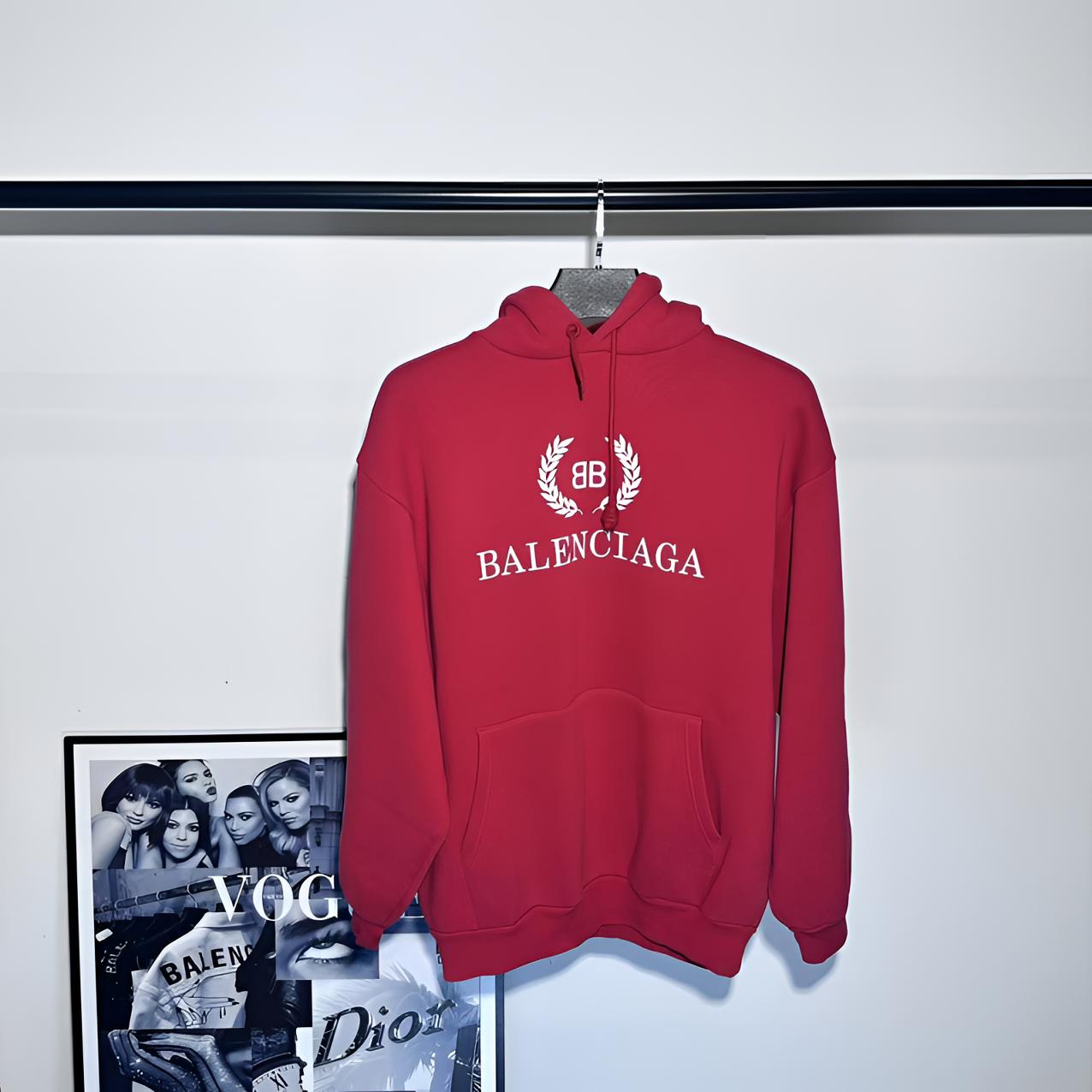 99新 Balenciaga/巴黎世家 红色麦穗帽衫/S码