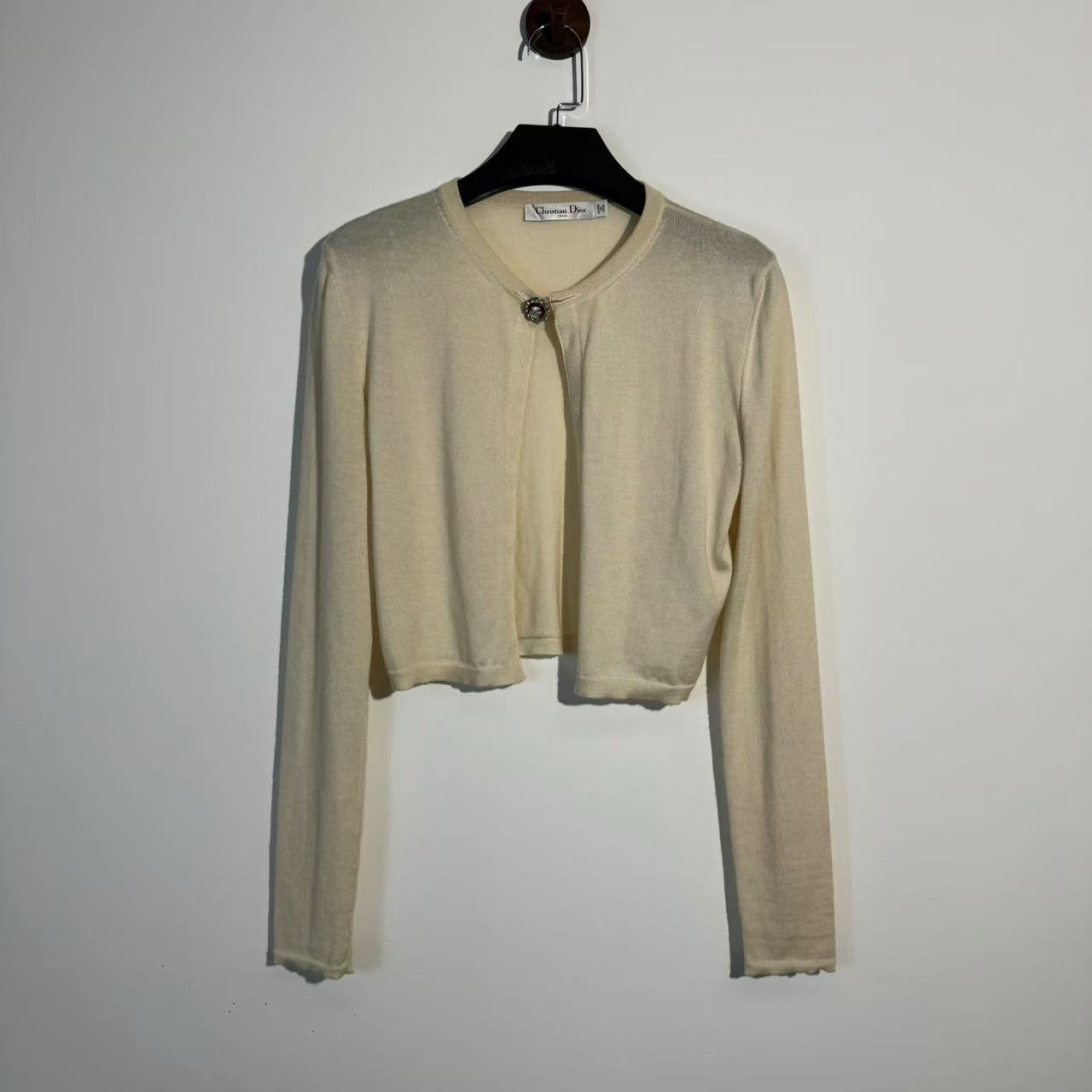 全新未使用 DIOR/迪奥 米色带钻针织开衫/38码