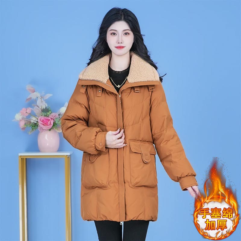 中长款时尚加厚保暖棉服女2025年秋冬新款显瘦休闲百搭高级感外套