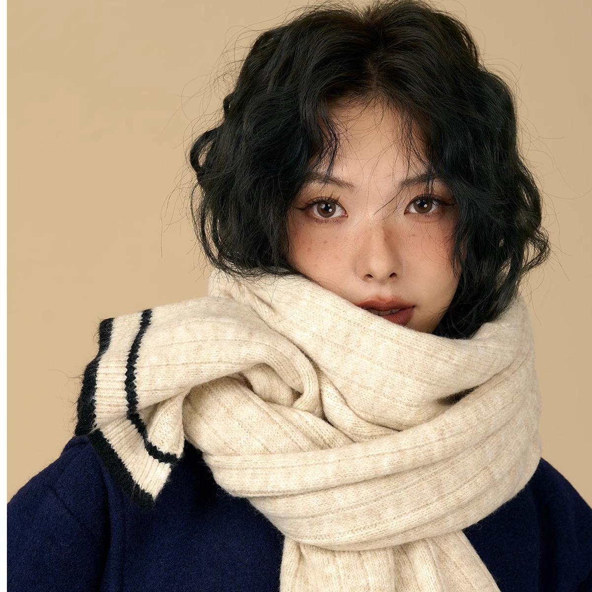 23-30#百搭自带柔光羊毛披肩围脖