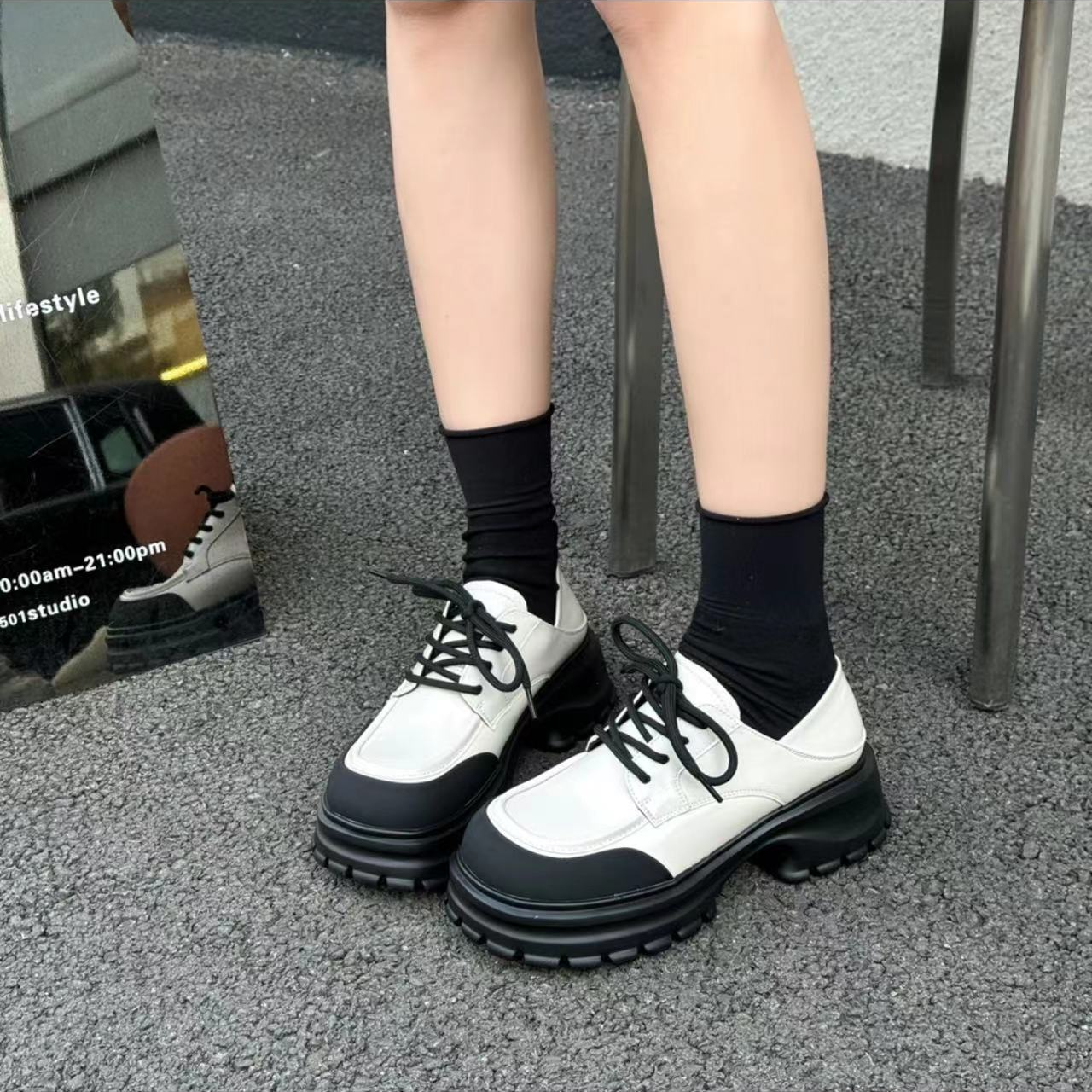 2024秋季新款学院风厚底百搭休闲时尚小皮鞋乐福鞋12-21