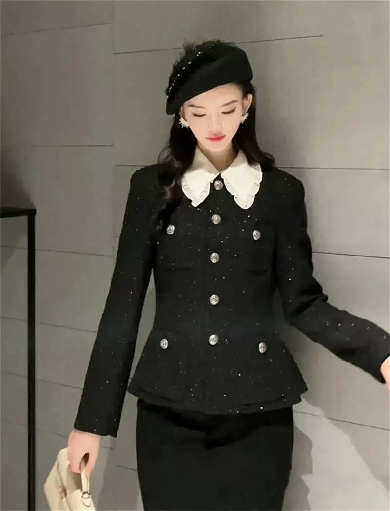 商场同款2024秋季新气质百搭圆领质感百搭花呢小香风外套1400722