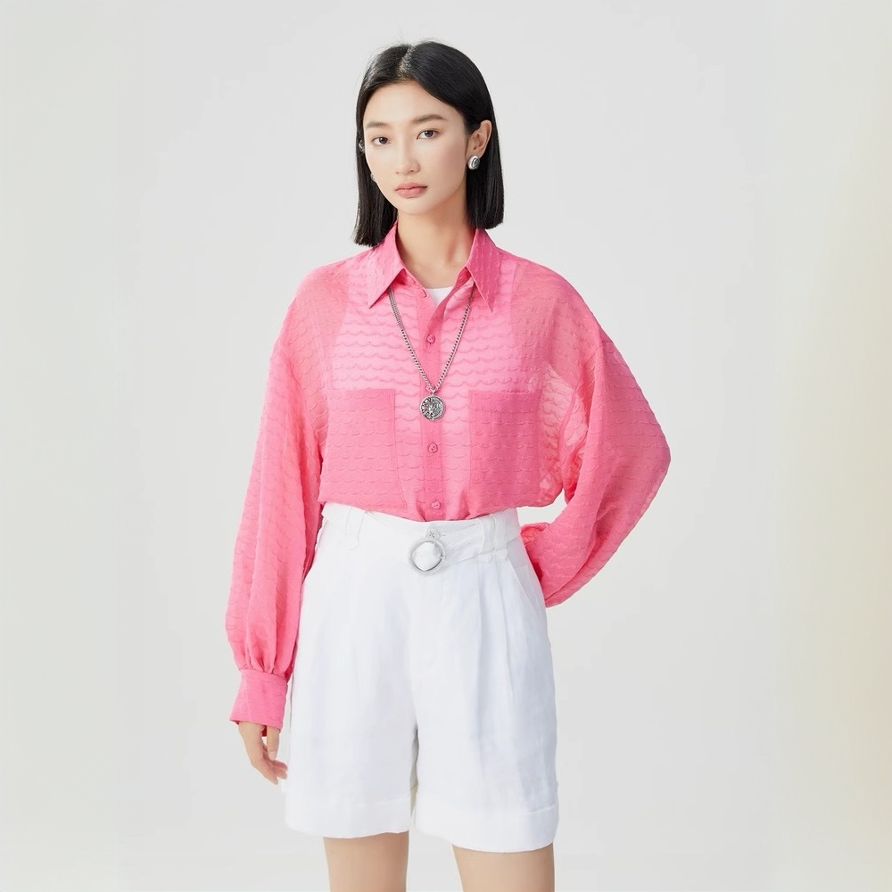 【商场同款】秋季新款百搭气质宽松双口袋衬衫防晒衣薄衬衫5301019
