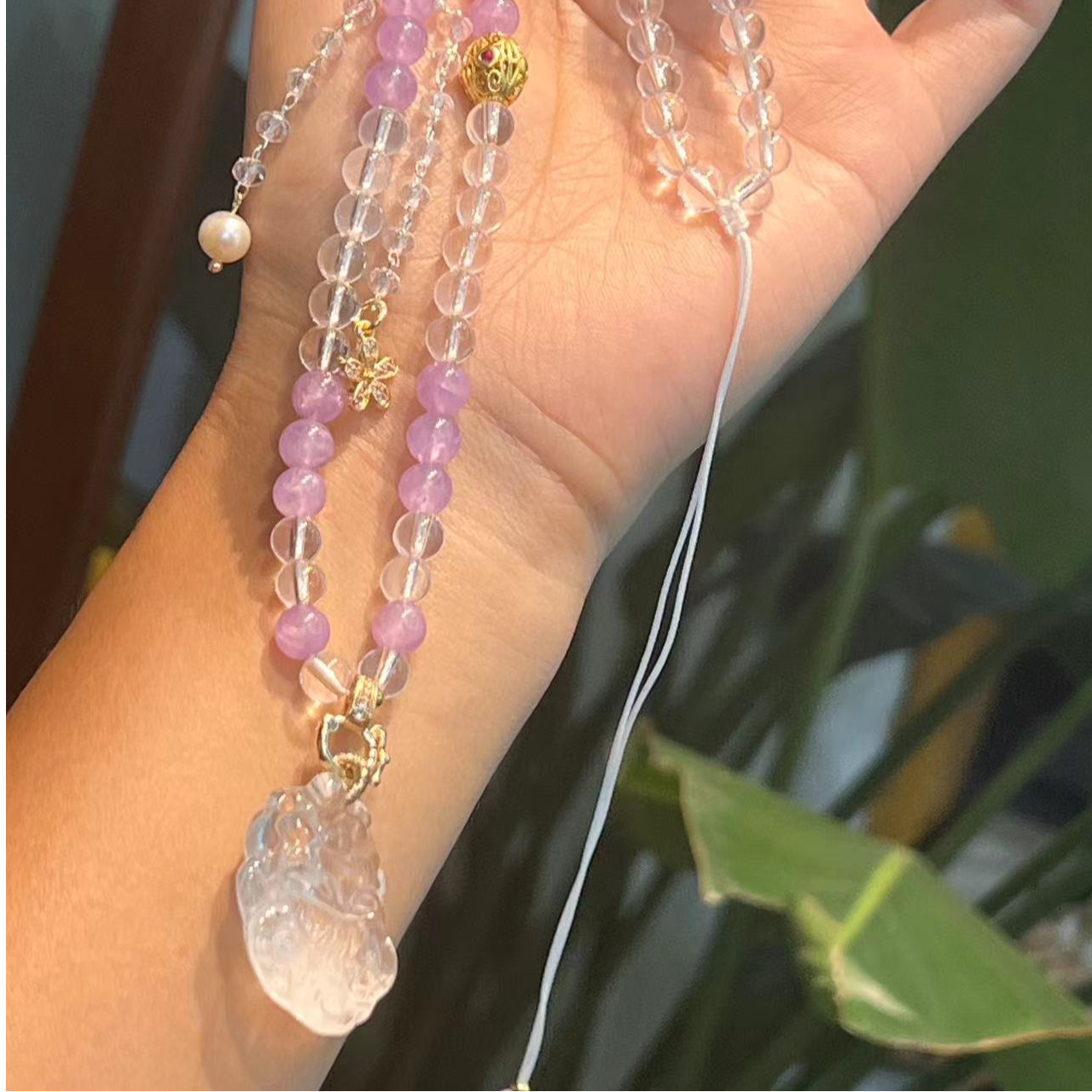 水晶九尾设计款项链颈饰-821022