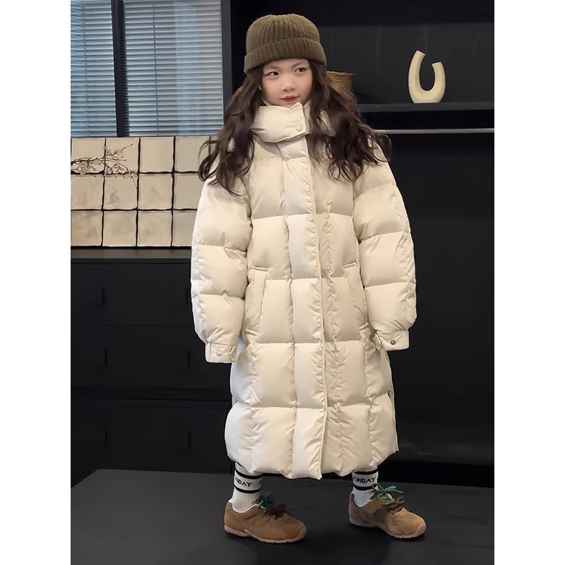 女童羽绒服冬季2025新款儿童长款白鸭绒外套女孩女童外套秋冬款