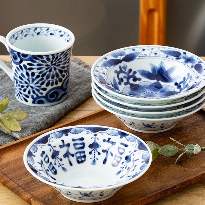 日本进口蓝凛堂草帽盘小餐具饭盘餐盘家用陶瓷盘子日式菜盘钵碗