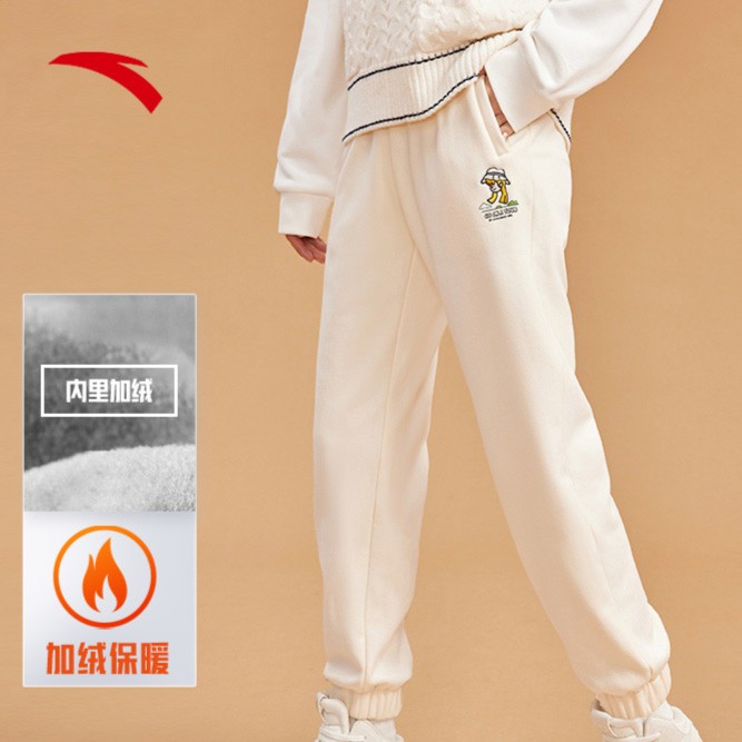 安踏女士加绒运动裤休闲时尚百搭长裤束脚保暖运动卫裤休闲鞋
