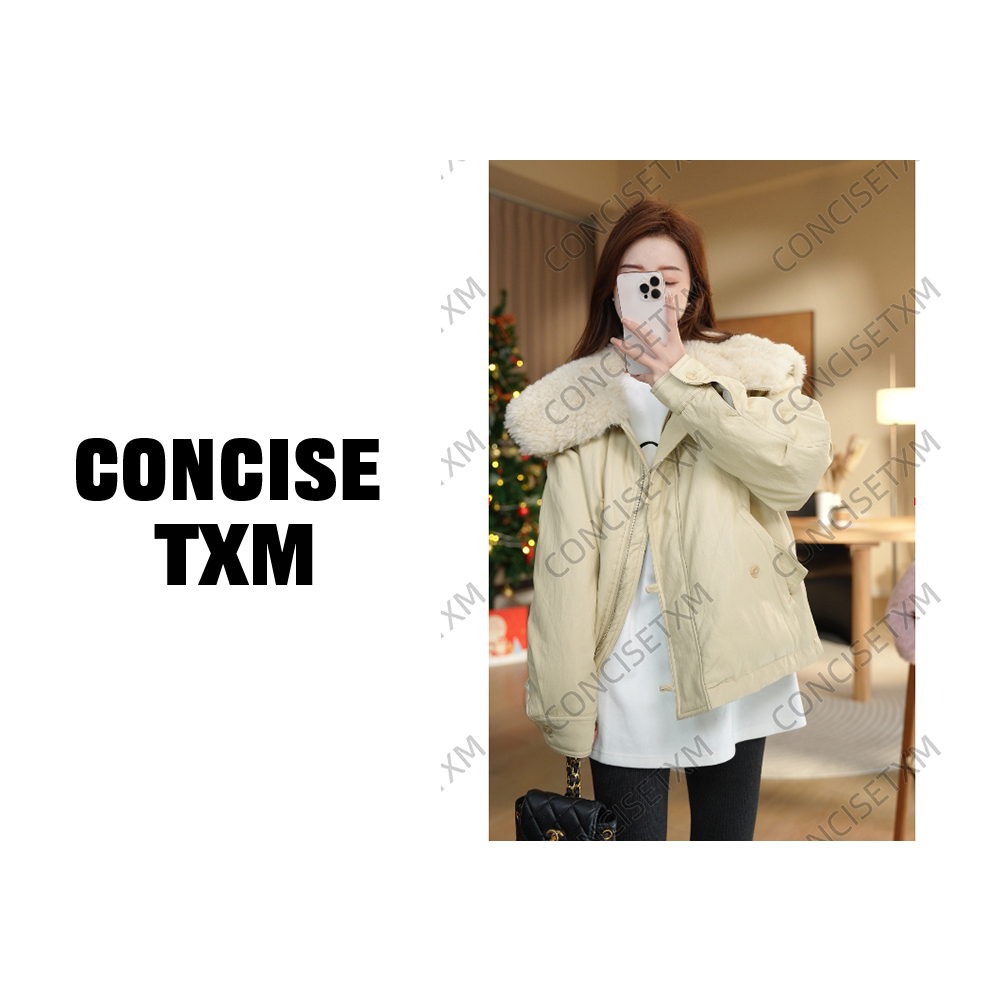 【唐小木】大毛领羽绒皮衣 秋冬新款时尚休闲外套 W0777