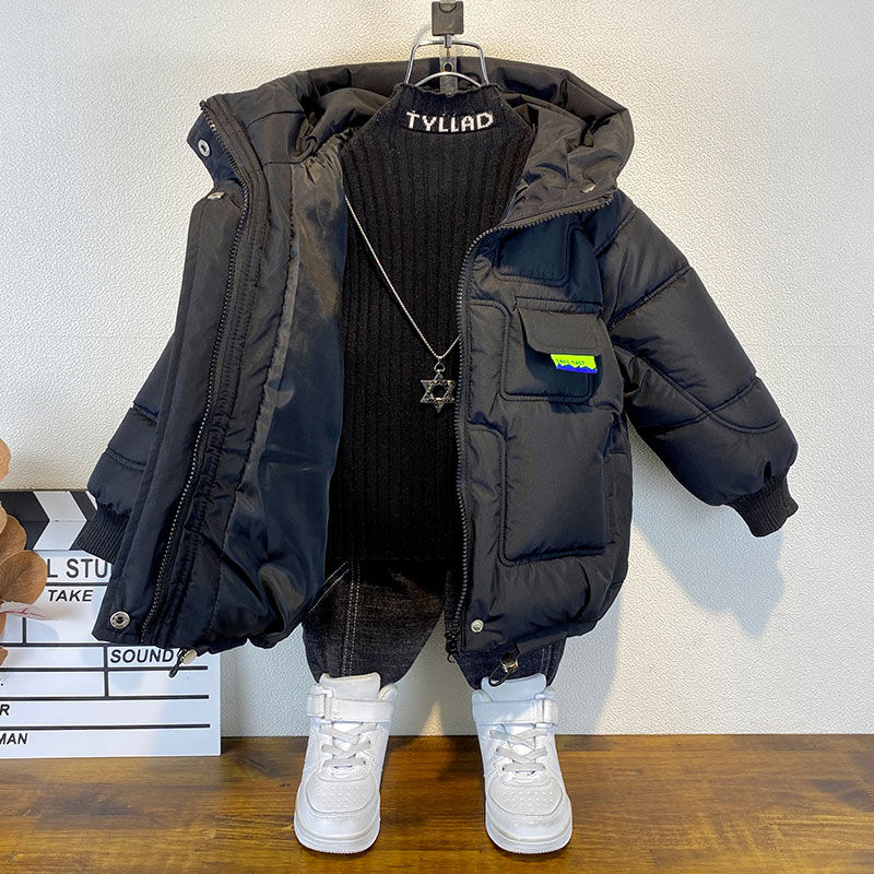 波司豋男童冬季中长款棉衣2023新款儿童加厚羽绒服服潮宝宝时髦棉