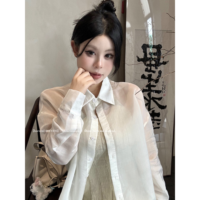 黑泽玄七衬衫夏季新款微胖宽松莱赛尔防晒外套长袖薄上衣女