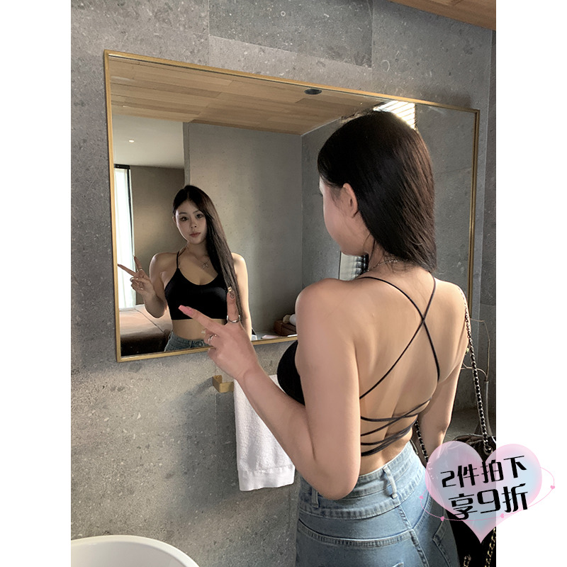 【抖音定制】黑泽玄七 美背辣妹带胸垫吊带背心女  98231BD1163