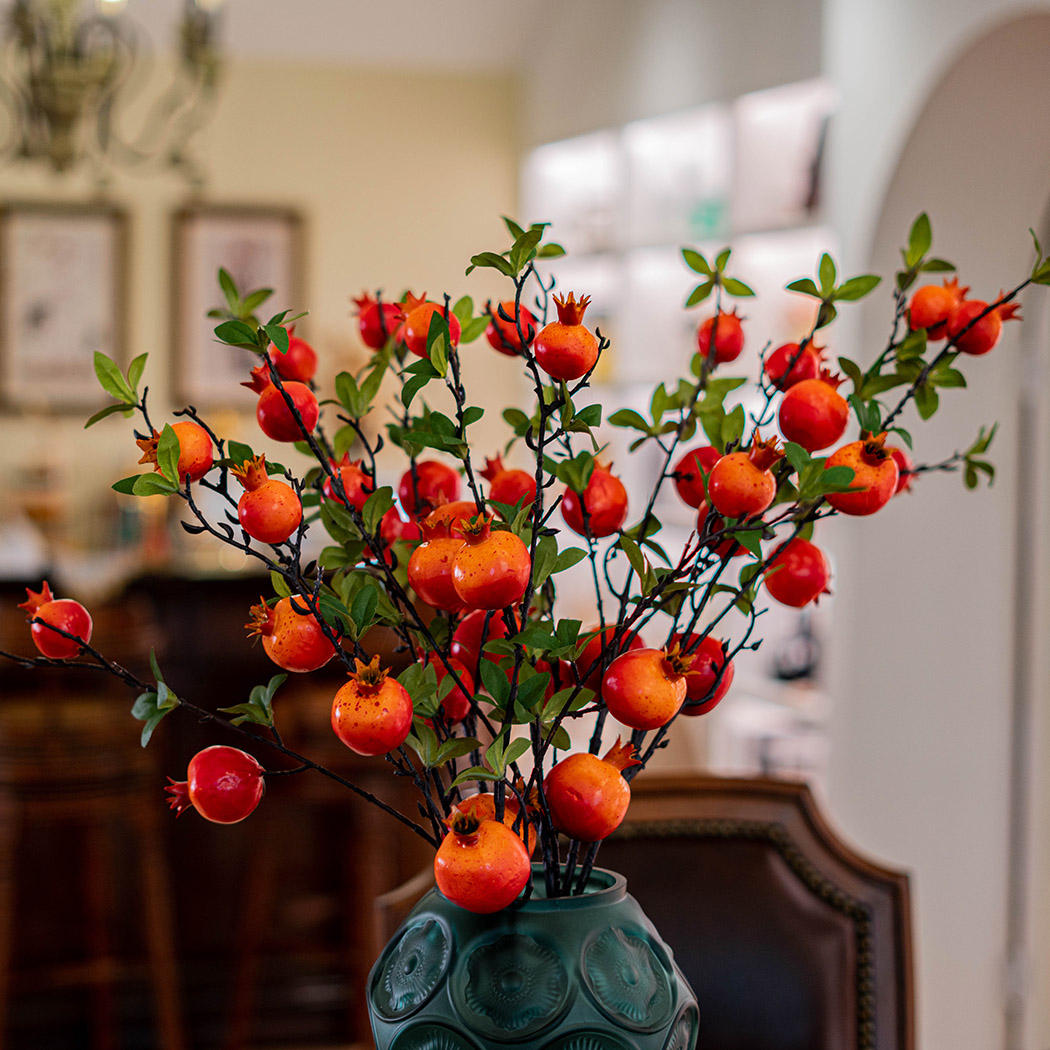 创意简约仿真水果石榴果假花7头装饰陶瓷高档插花摆件客厅JH523