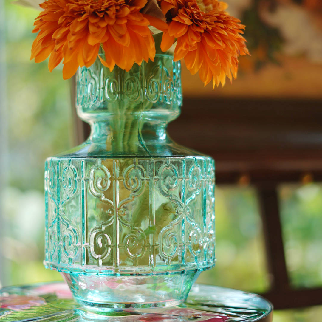 【铂尼拓】北欧简约玻璃大花瓶透明蓝色插花水养鲜花花器桌面摆件