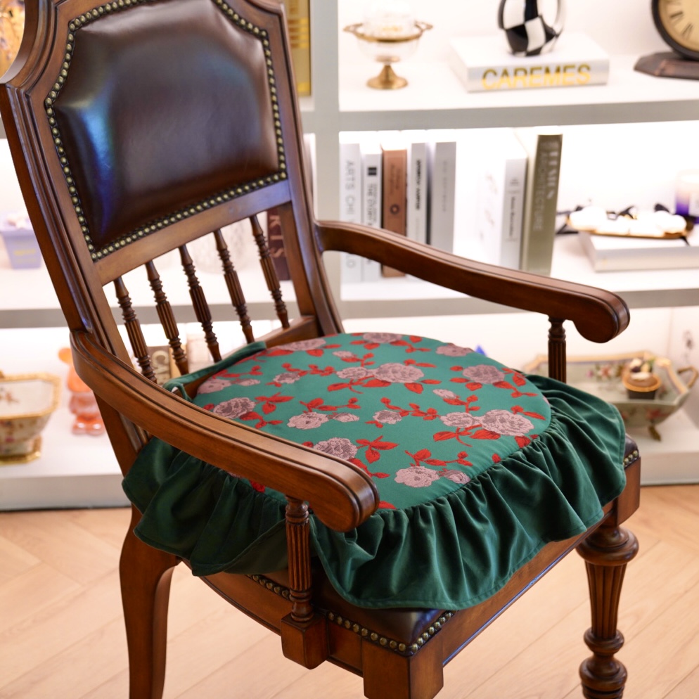 铂尼拓复古餐椅垫家用椅子垫子坐垫可拆洗四季通用绑带坐垫