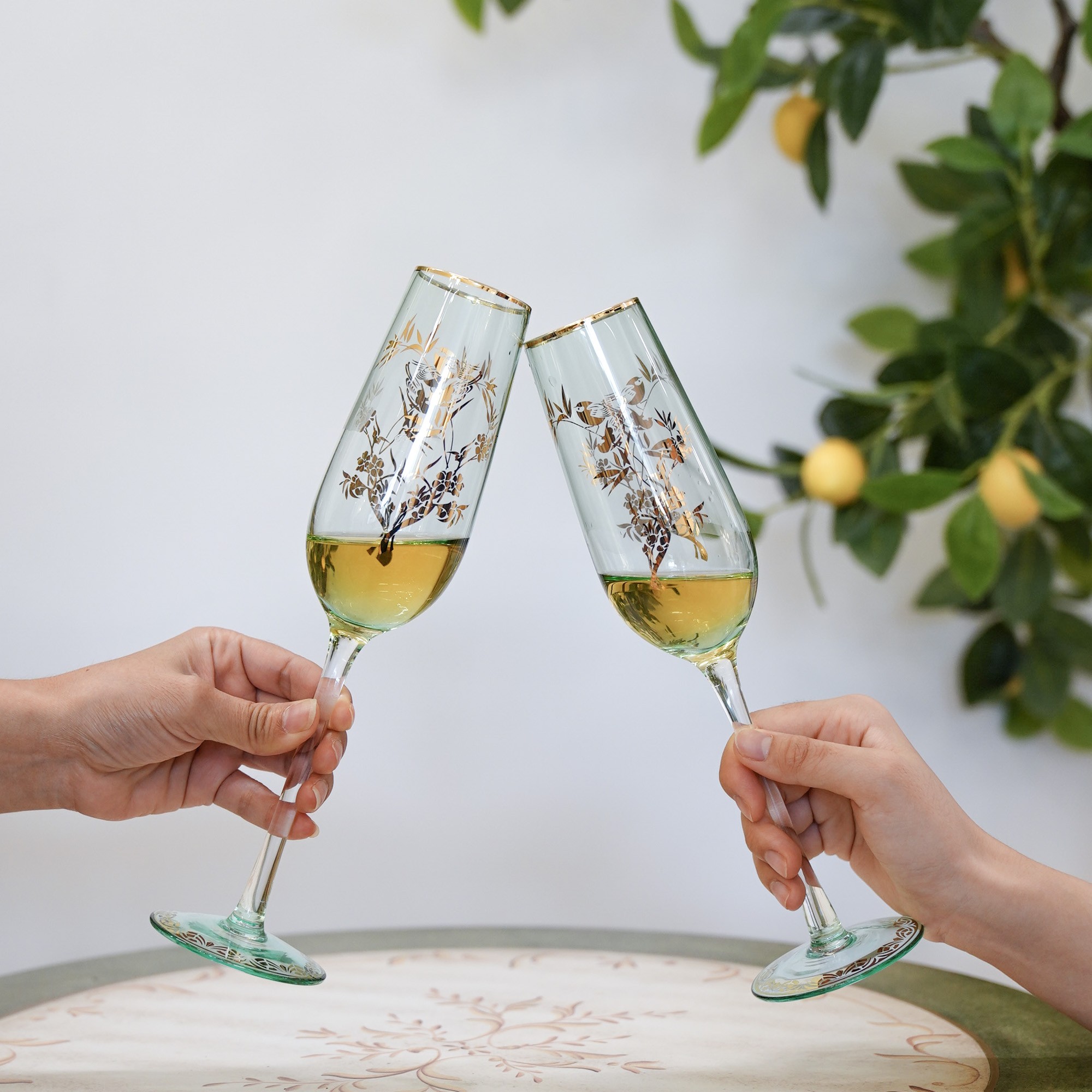 家用竹绿色高脚鸡尾酒杯水晶玻璃杯高档酒杯拍一发四/4.5*26.5cm