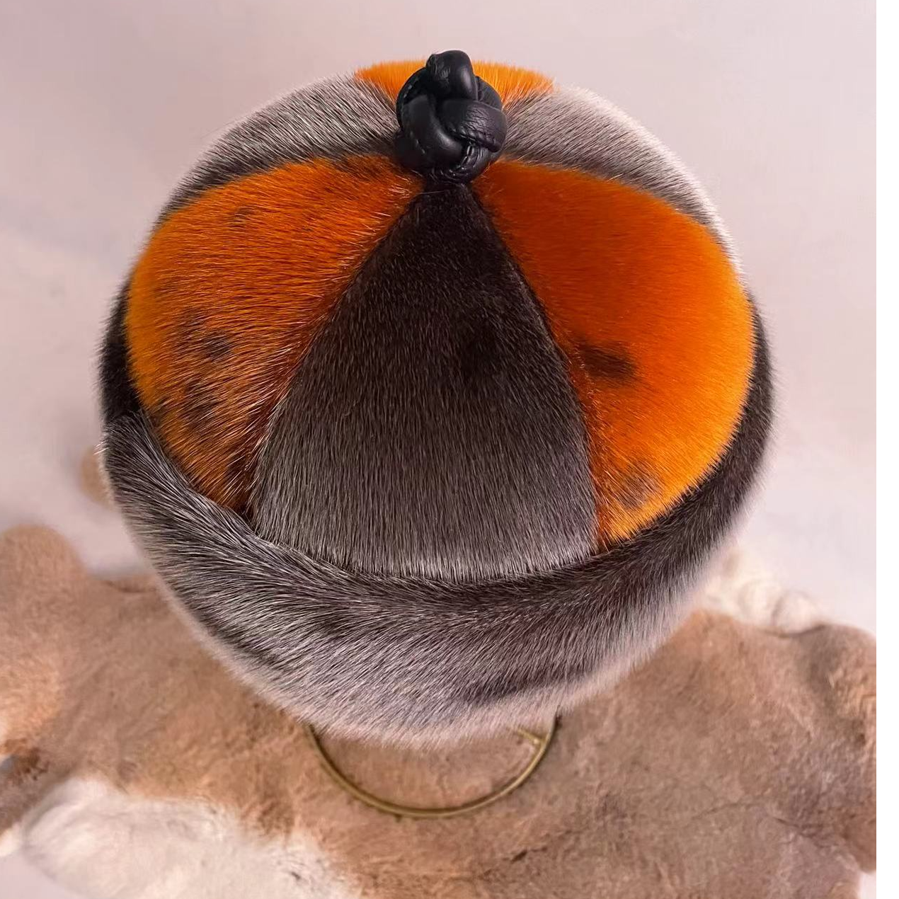 进口海豹毛瓜皮地主帽真皮真毛男士帽秋冬棉帽皮草帽贝勒帽时尚