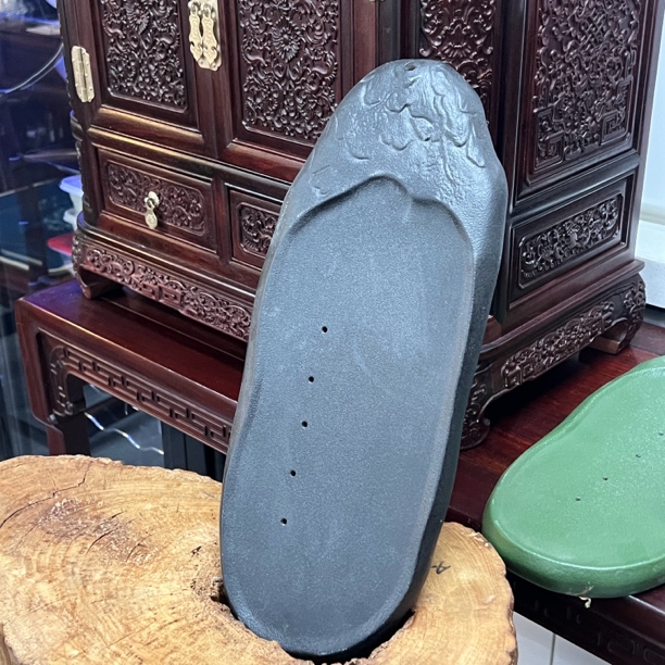 山水刻绘紫砂中式茶道简约黑色干泡台