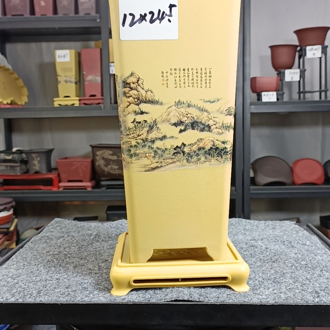 【闪购商品】12cm山水图案四方签筒（带底座）