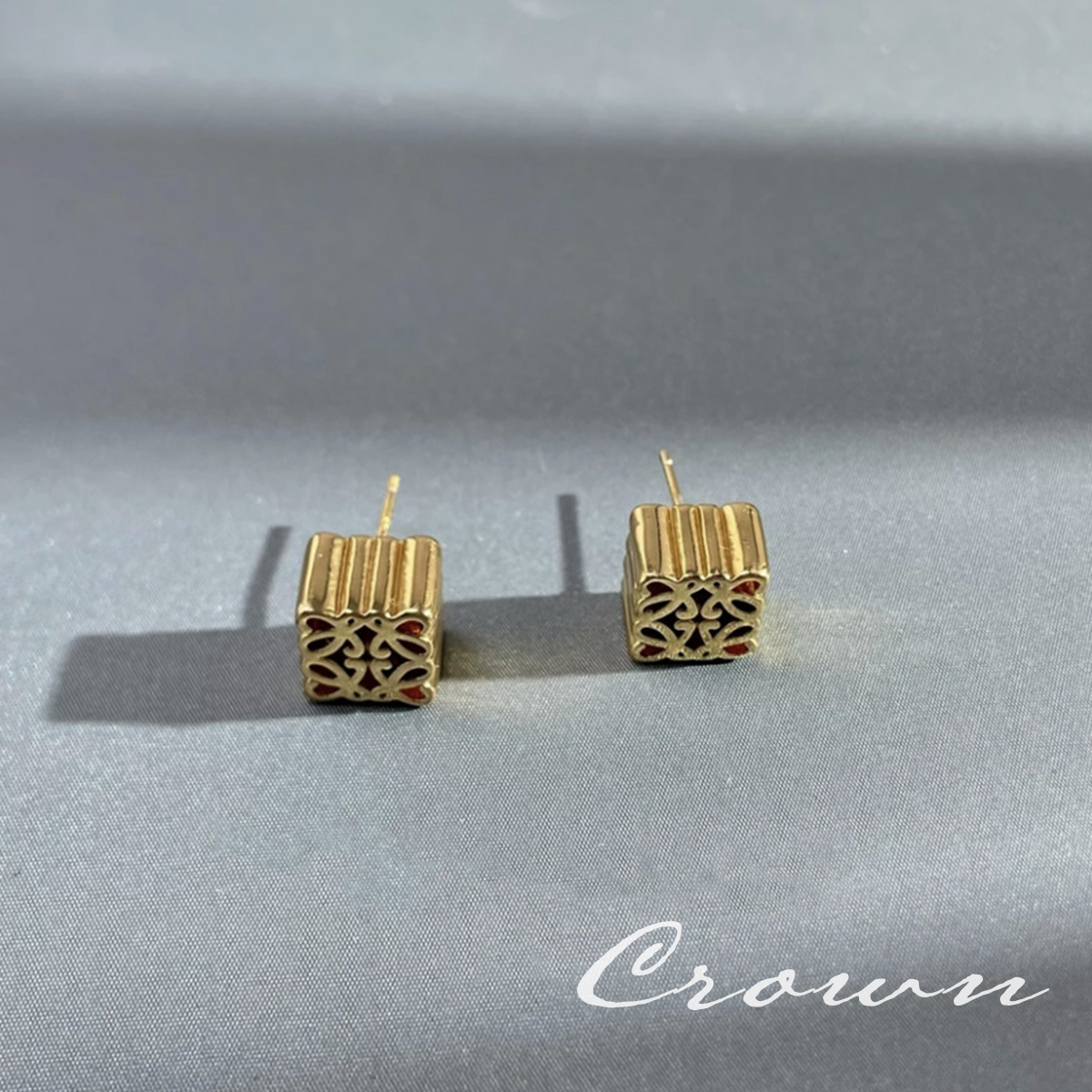 铜合金耳饰 方形镂空中古耳环手工时尚轻奢气质耳环~5133