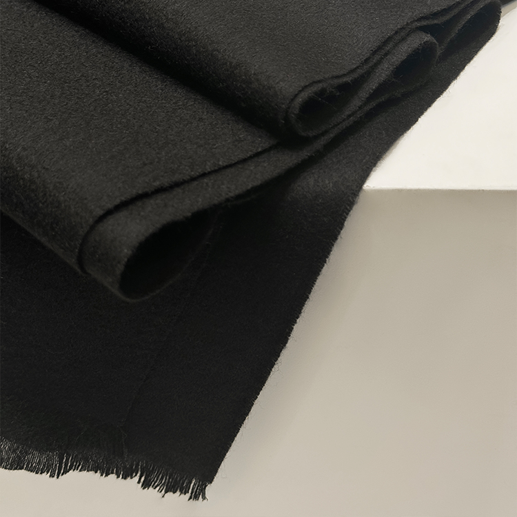TWO PALMS 100%纯羊毛黑色围巾保暖围脖秋冬百搭时尚针织休闲