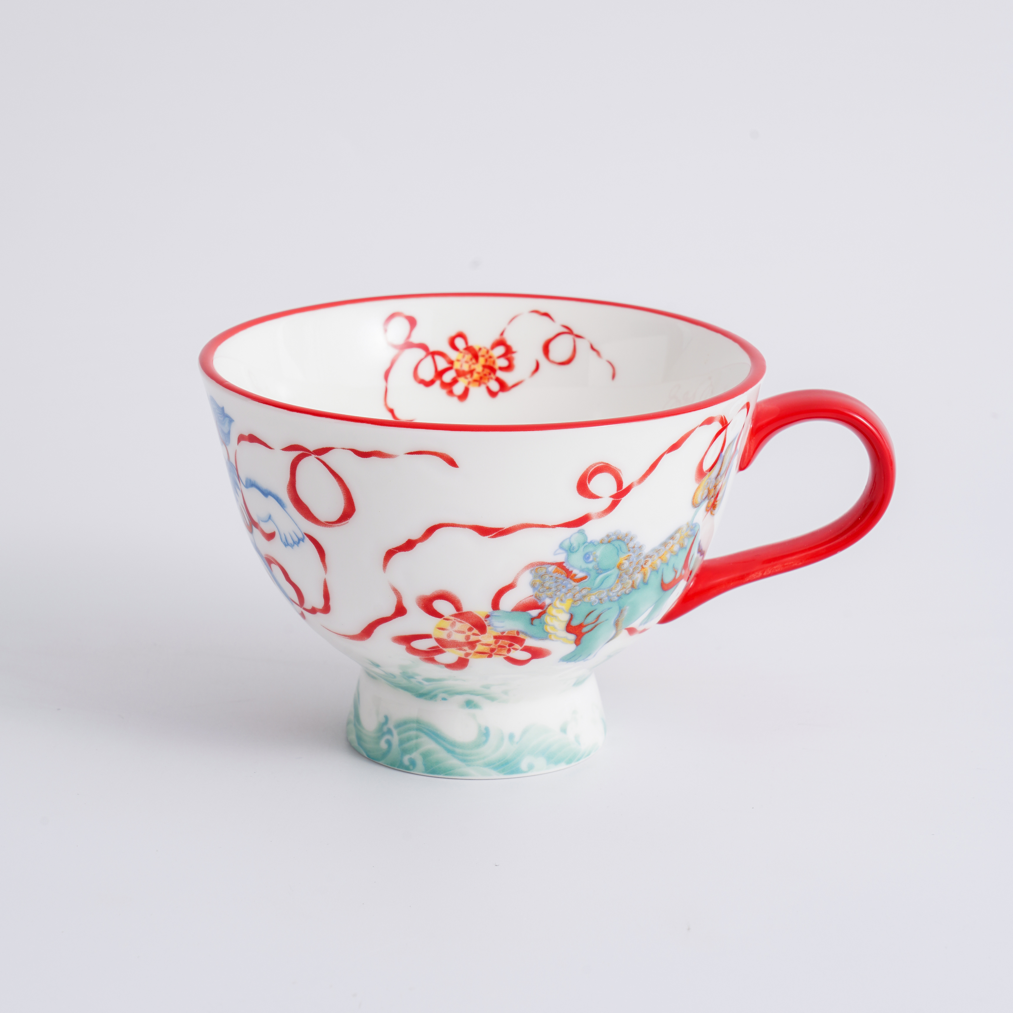 【一杯美好】《狮子滚绣球》450ml早餐杯高温瓷釉中 礼盒装