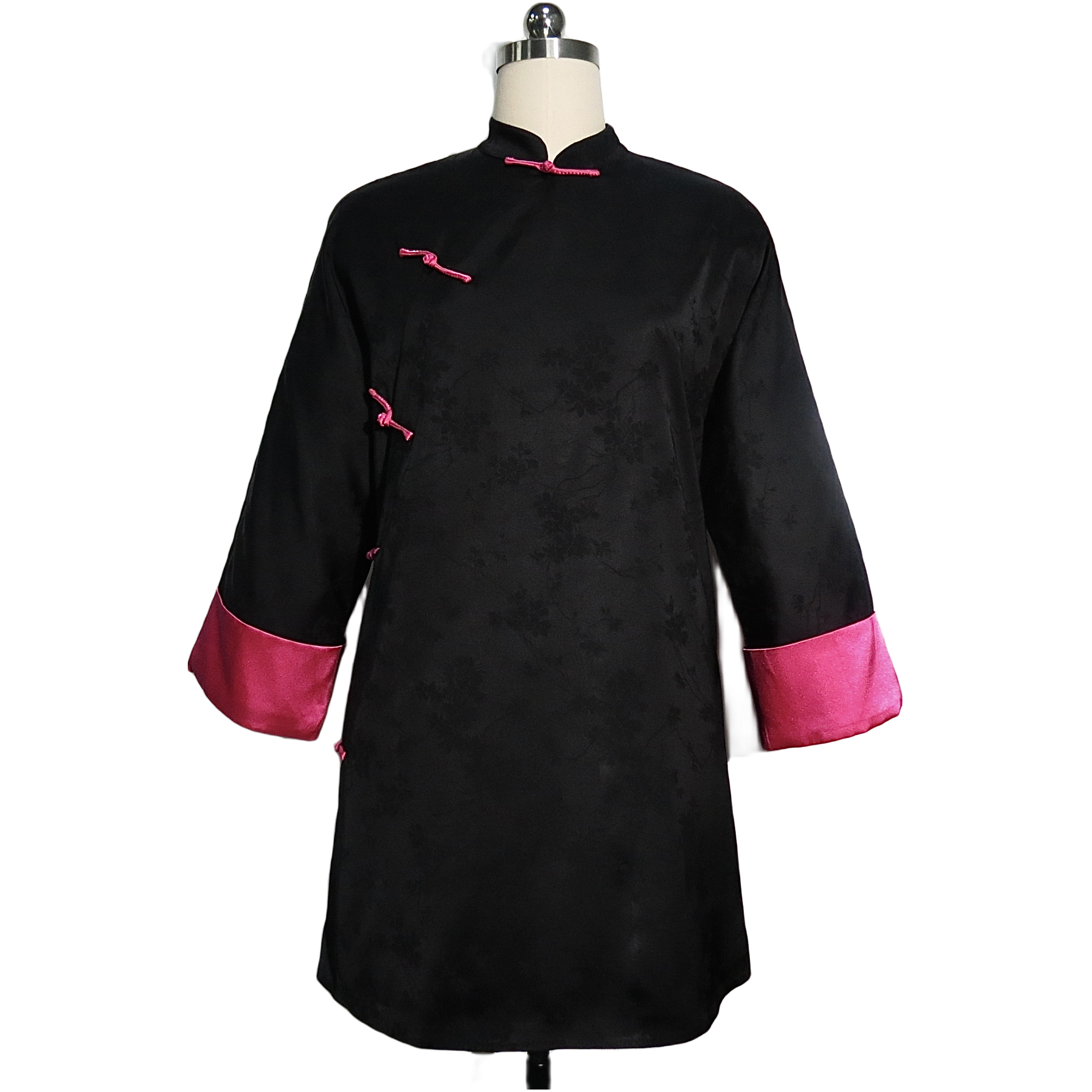 《若惊鸿》新中式丝双层撞色中长外套大码松弛感国风