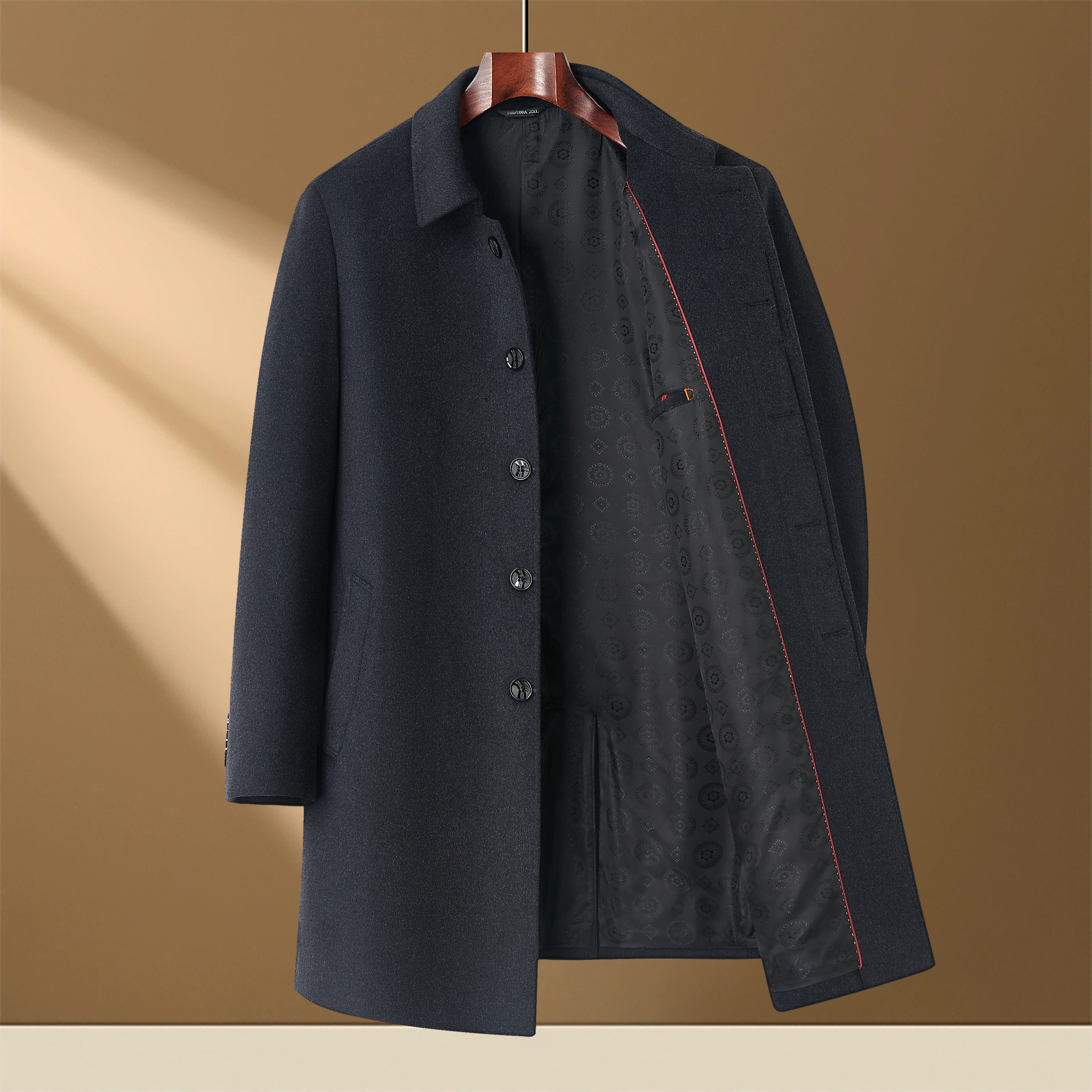 清仓处理商务休闲羊毛呢大衣中老年男士翻领宽松长款毛呢子爸爸装