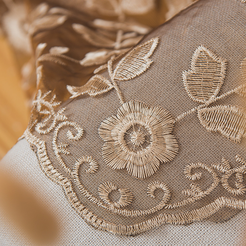 欧式豪华透明底纱立体绣花纱帘 卧室客厅书房透光窗纱 阳台纱帘