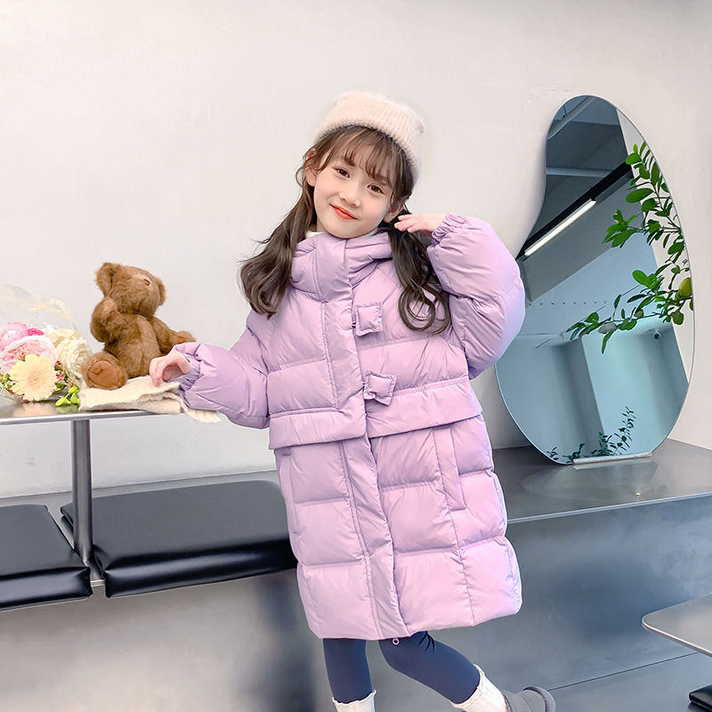波司断码羽绒服款外套2023新款女童羽绒服中长款冬季韩版长款小女