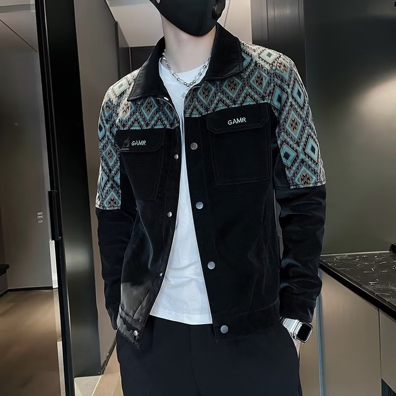 套男春秋短款修身秋冬季痞帅潮牌休闲百搭夹克休闲男印花帅气韩版