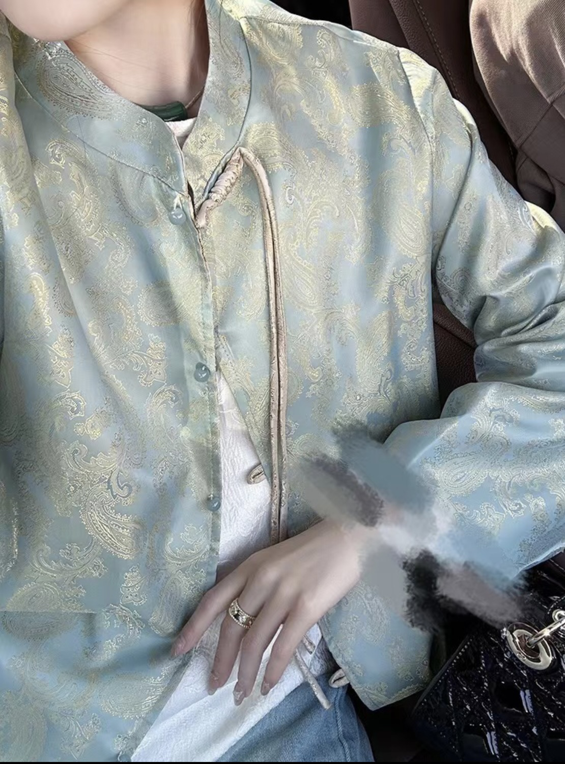 新中式国风新款春秋双面双穿圆领盘扣流苏中式单外套提花复古2号