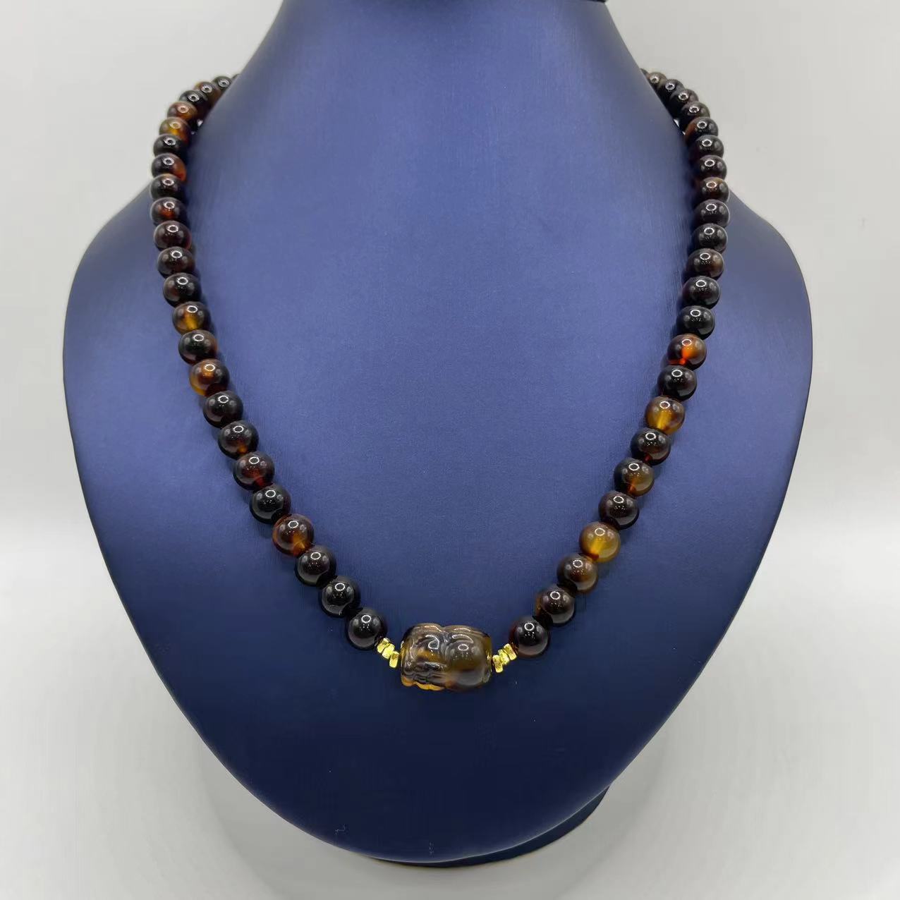 F31拼色8mm圆珠项链