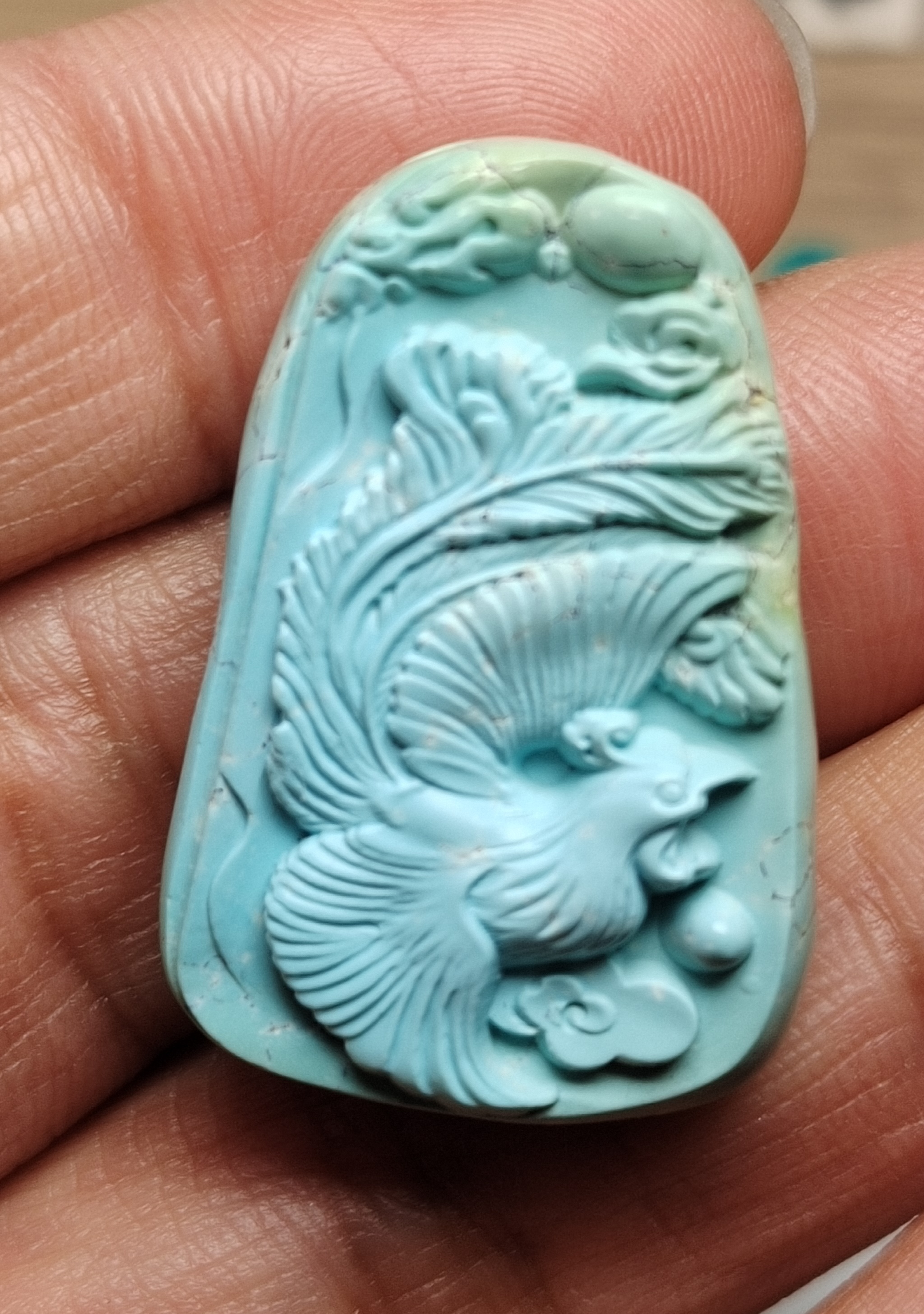 绿松石凤牌轻微线精工配饰