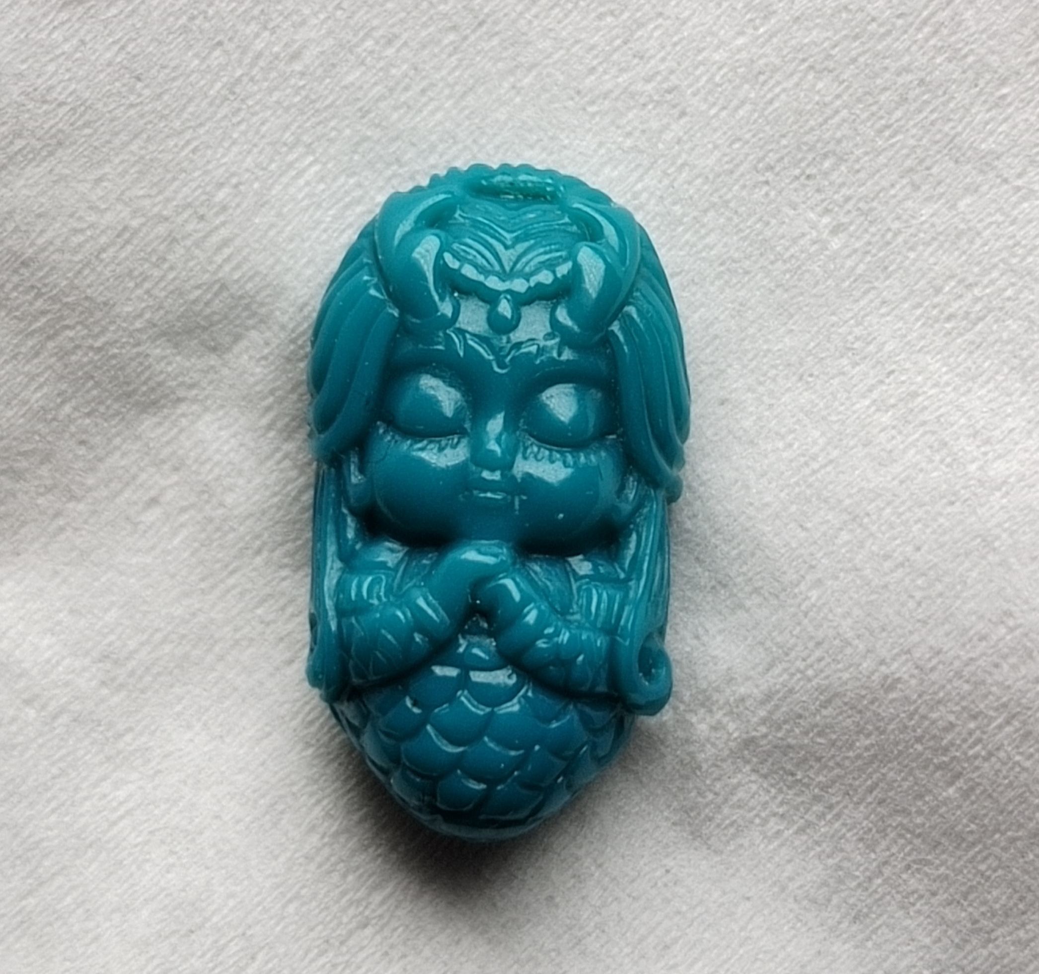 绿松石美人鱼  小龙女宝宝高瓷玉化  干净无瑕疵