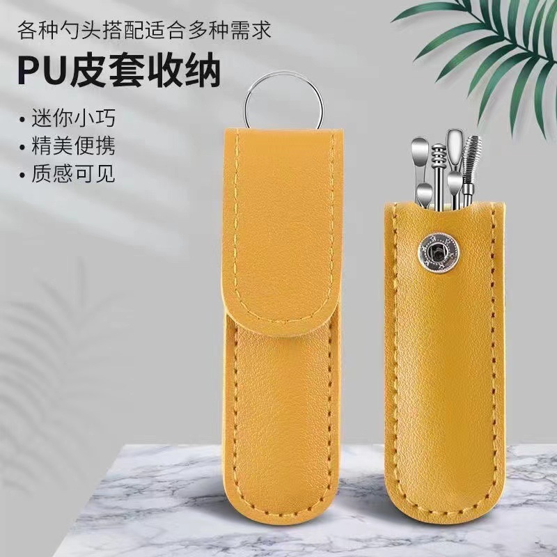 便携耳勺六件套采耳工具不锈钢挖耳勺皮包耳勺清洁器家用耳勺高档