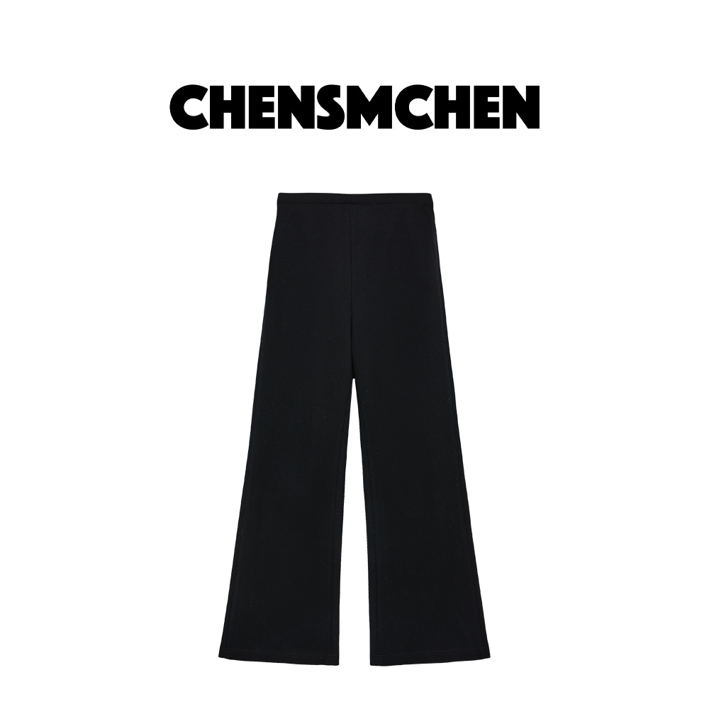 CHENSMCHEN 绵羊毛高腰阔腿羊毛裤女纯色显瘦百搭休闲裤C24K091TT
