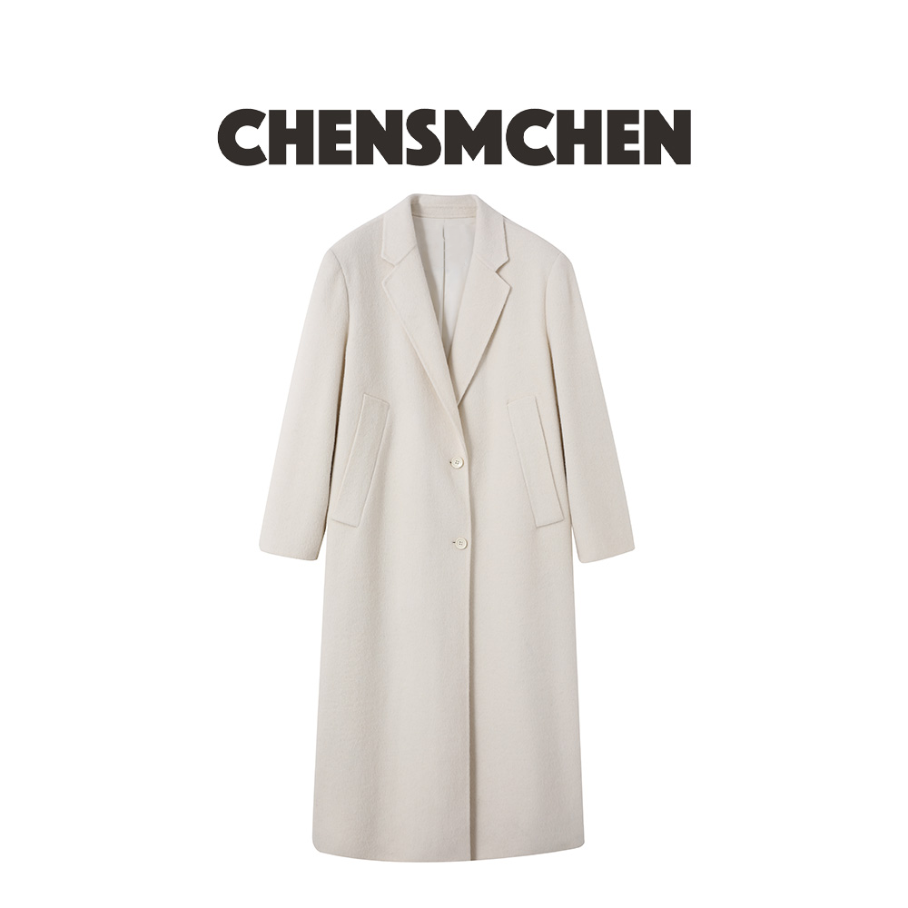 CHENSMCHEN 双面毛呢外套女中长款秋冬羊毛宽松廓形大衣C23D020