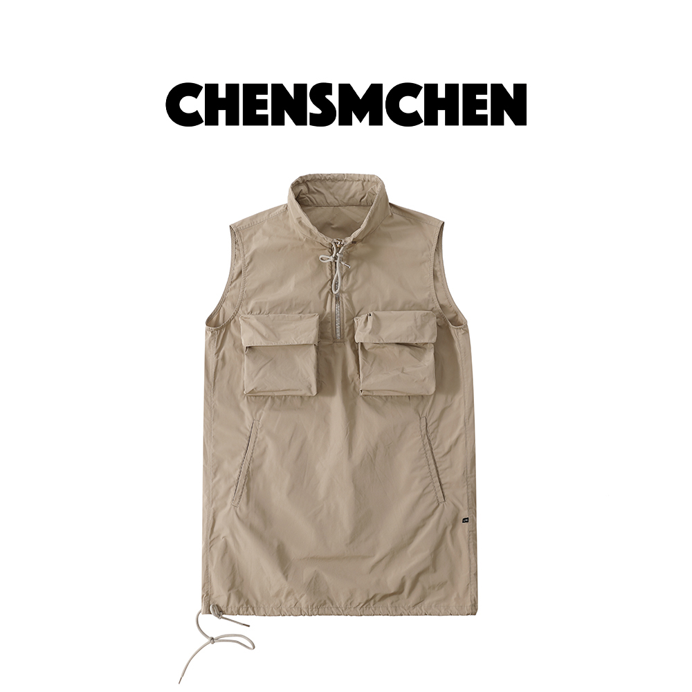 CHENSMCHEN 夏季外穿多口袋马甲MiμMiiμ无袖工装马甲裙女C23J012