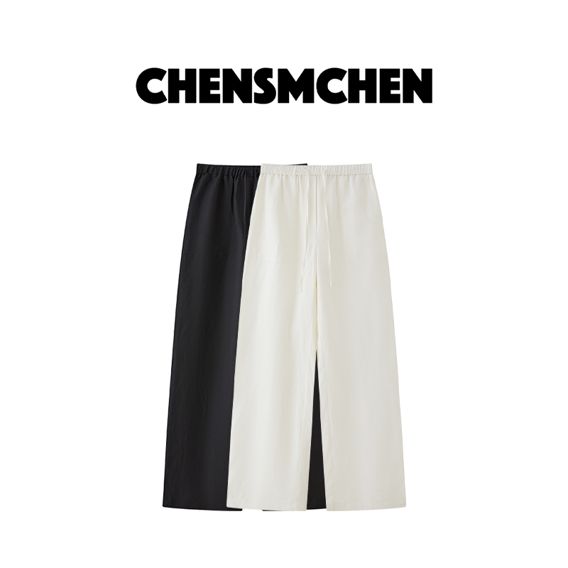 CHENSMCHEN 莱赛尔休闲裤女夏季高腰宽松直筒拖地裤C24K035SL
