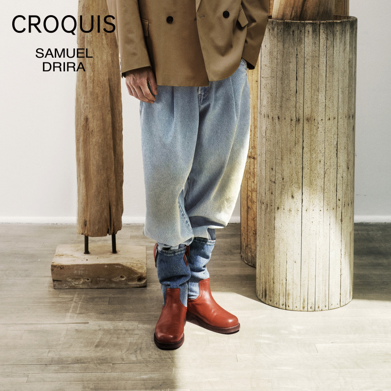 速写男装春夏新品牛仔裤宽松街头拼接撞色时尚长裤复古9O2E13090