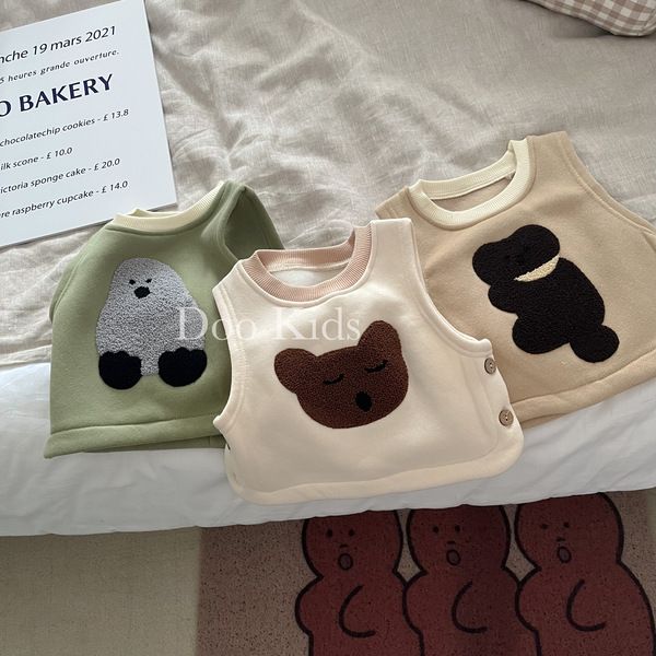 ins婴儿超萌可爱小动物韩版加绒背心男女宝宝秋冬季洋气坎肩马甲