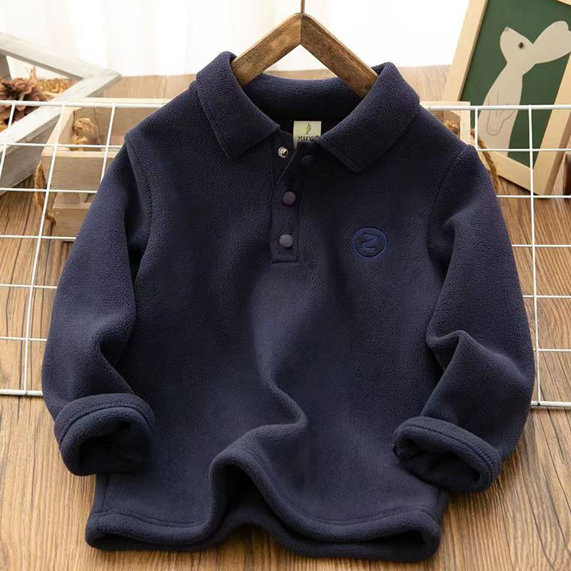 童装儿童加绒POLO衫秋冬新款男女童加厚T恤宝宝时尚帅气保暖上衣