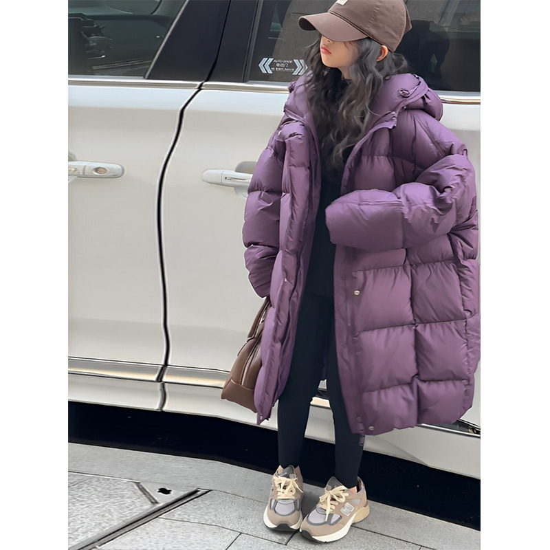 K25537白鸭绒女童羽绒服儿童中长款过膝外套2025冬款防寒大童加厚