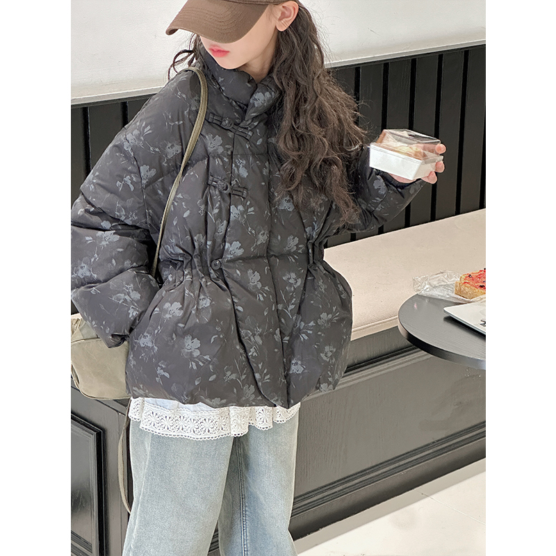 K27986收腰碎花女童棉衣2025秋冬装新款儿童加厚外套女孩大童棉服