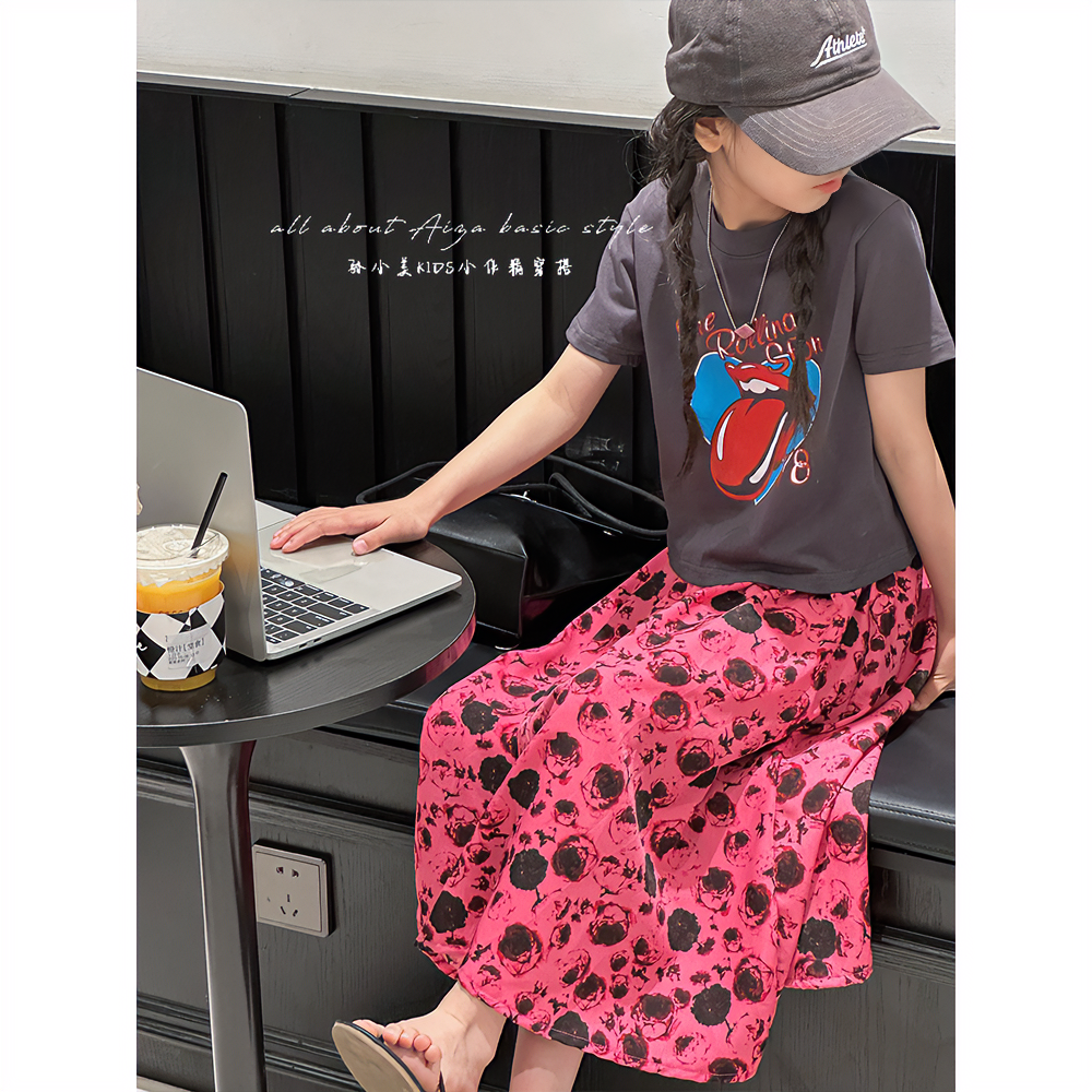K24010韩国设计女童短袖套装裙2025新款夏装儿童裙子两件套时髦