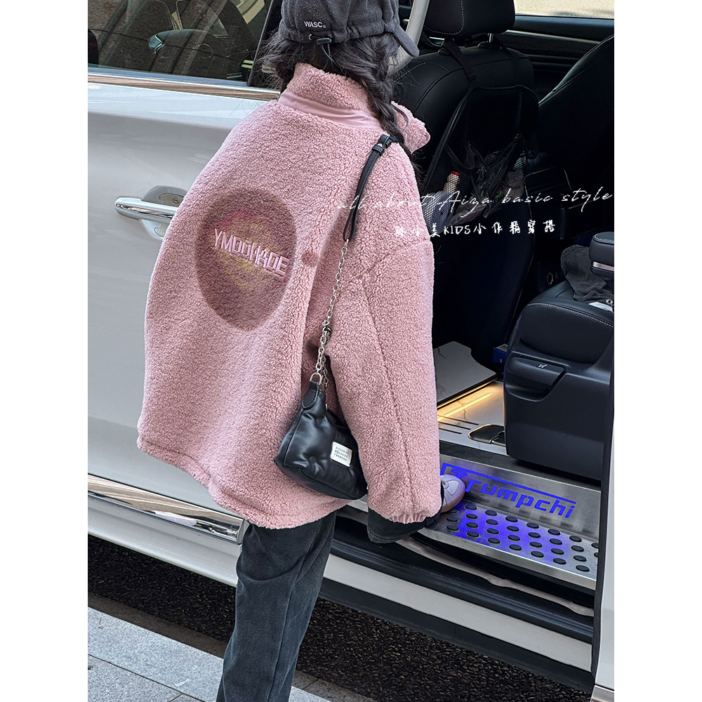 K25222韩国童装女童夹棉外套儿童加厚毛毛衣秋冬2025新款加绒外套