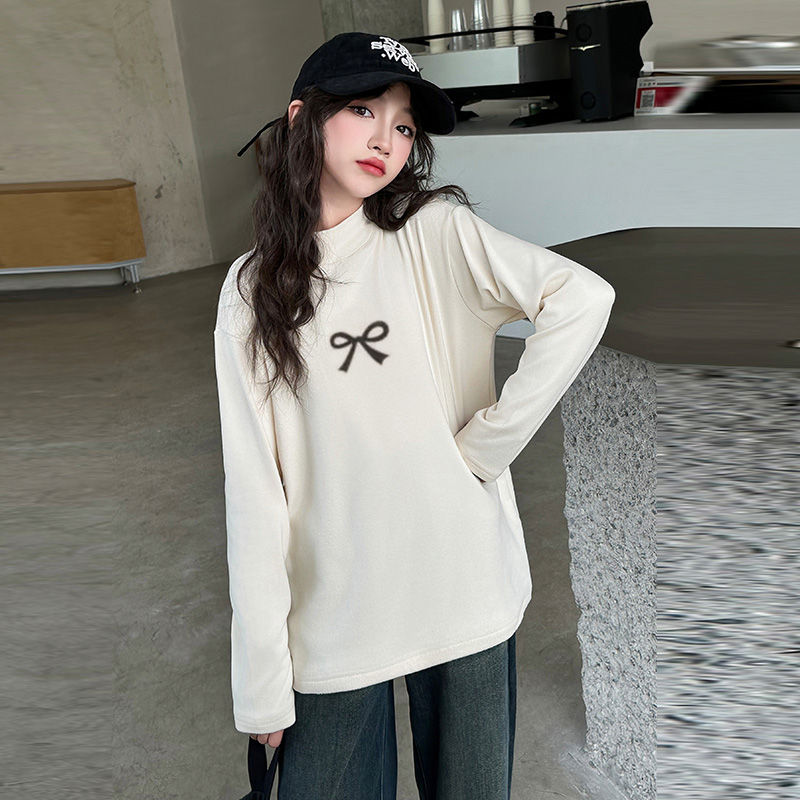 女童秋冬打底衫长袖休闲半高领T恤套头百搭内搭